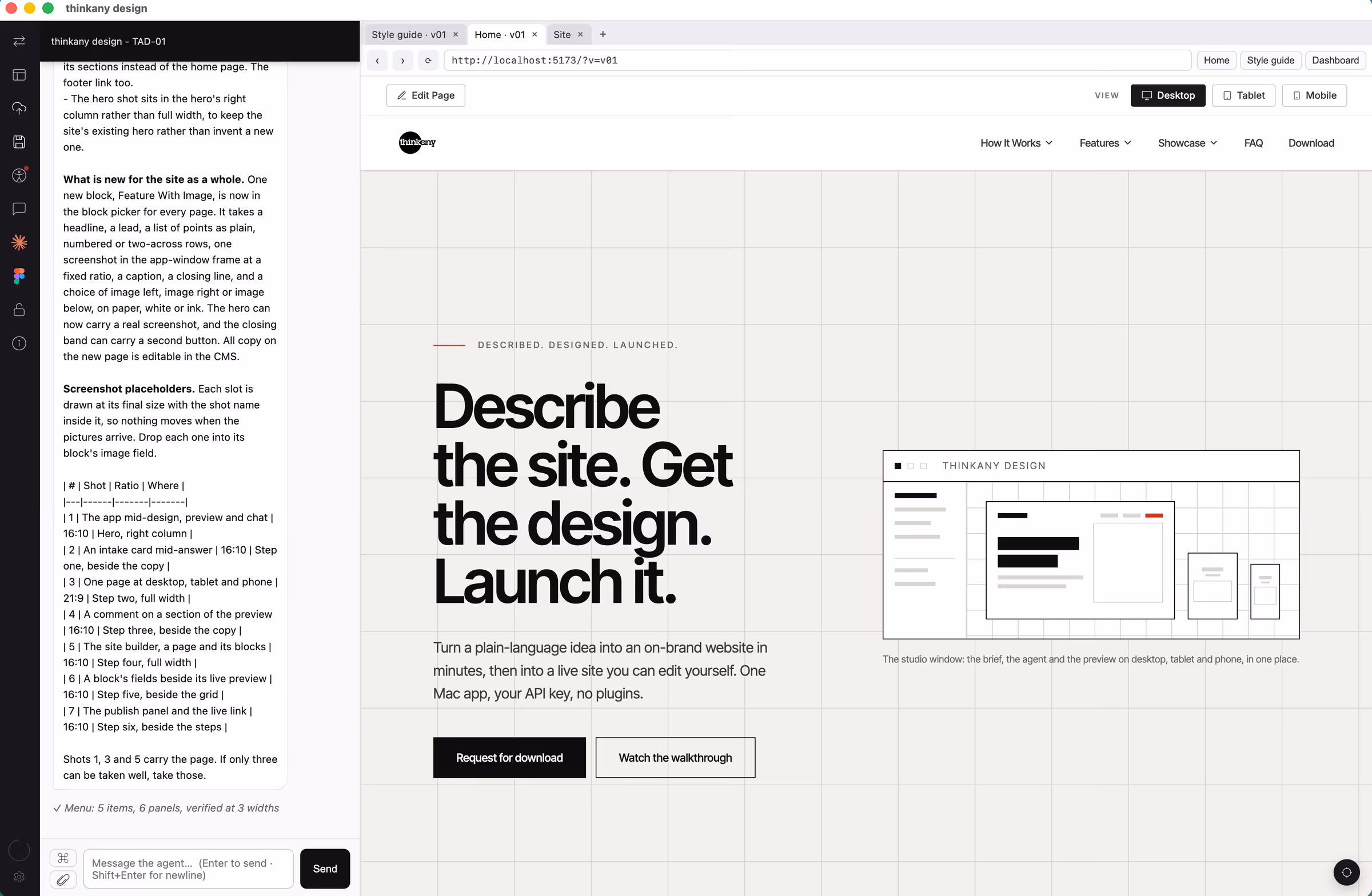 thinkany design studio chat pane in action